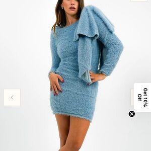 ASOS Fuzzy Blue Long Sleeve Dress